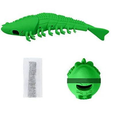 2Pcs grass green Catnip crayfish toothbrush, cat toy molar shrimp AZ12832
