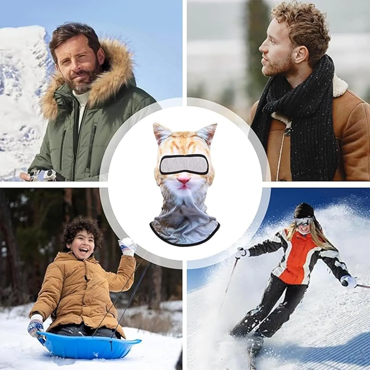 3D Cat Ski Balaclava Sheisty Face Mask with Ears for Music Festivals Raves Ski Halloween Party Outdoor Activities