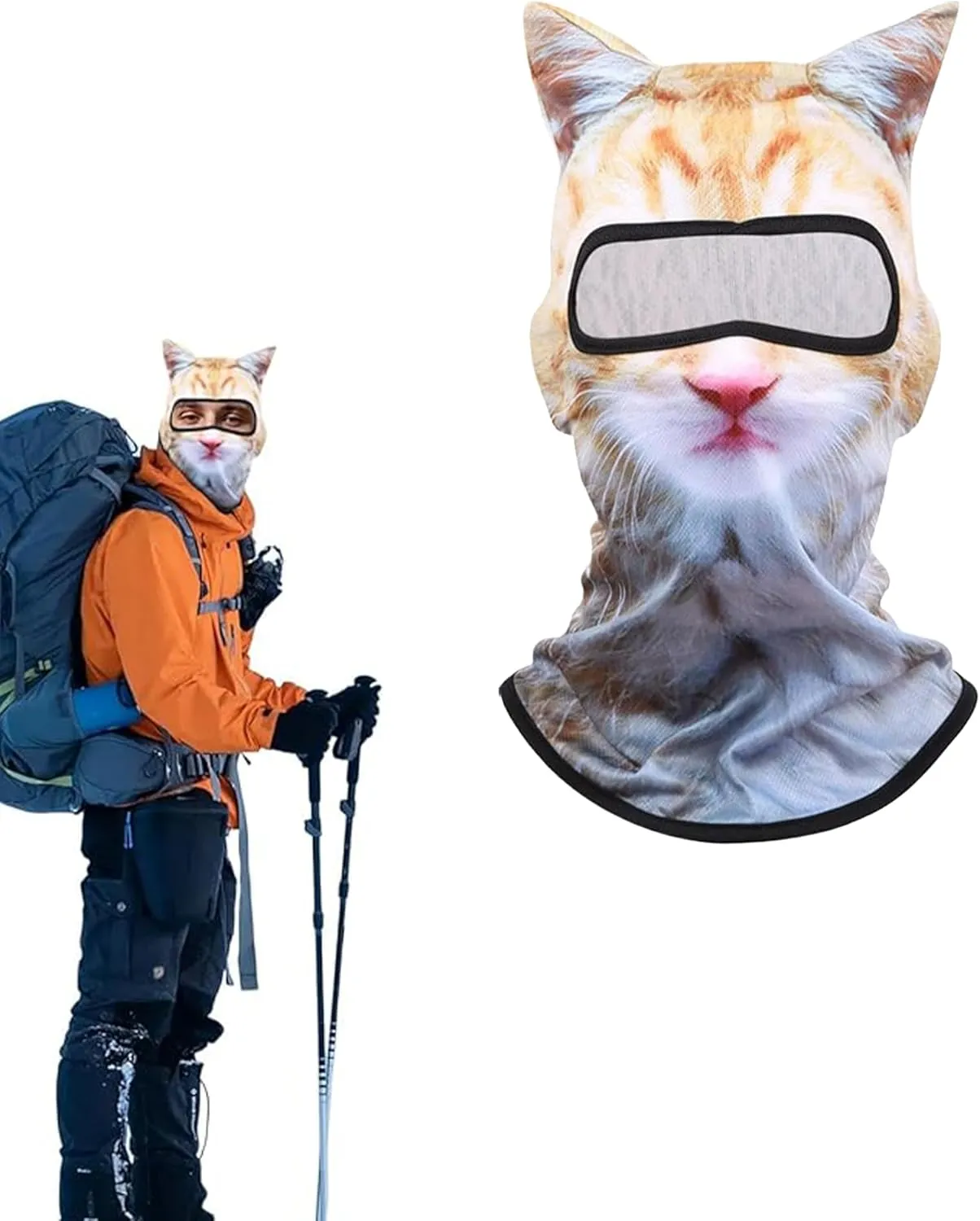 3D Cat Ski Balaclava Sheisty Face Mask with Ears for Music Festivals Raves Ski Halloween Party Outdoor Activities