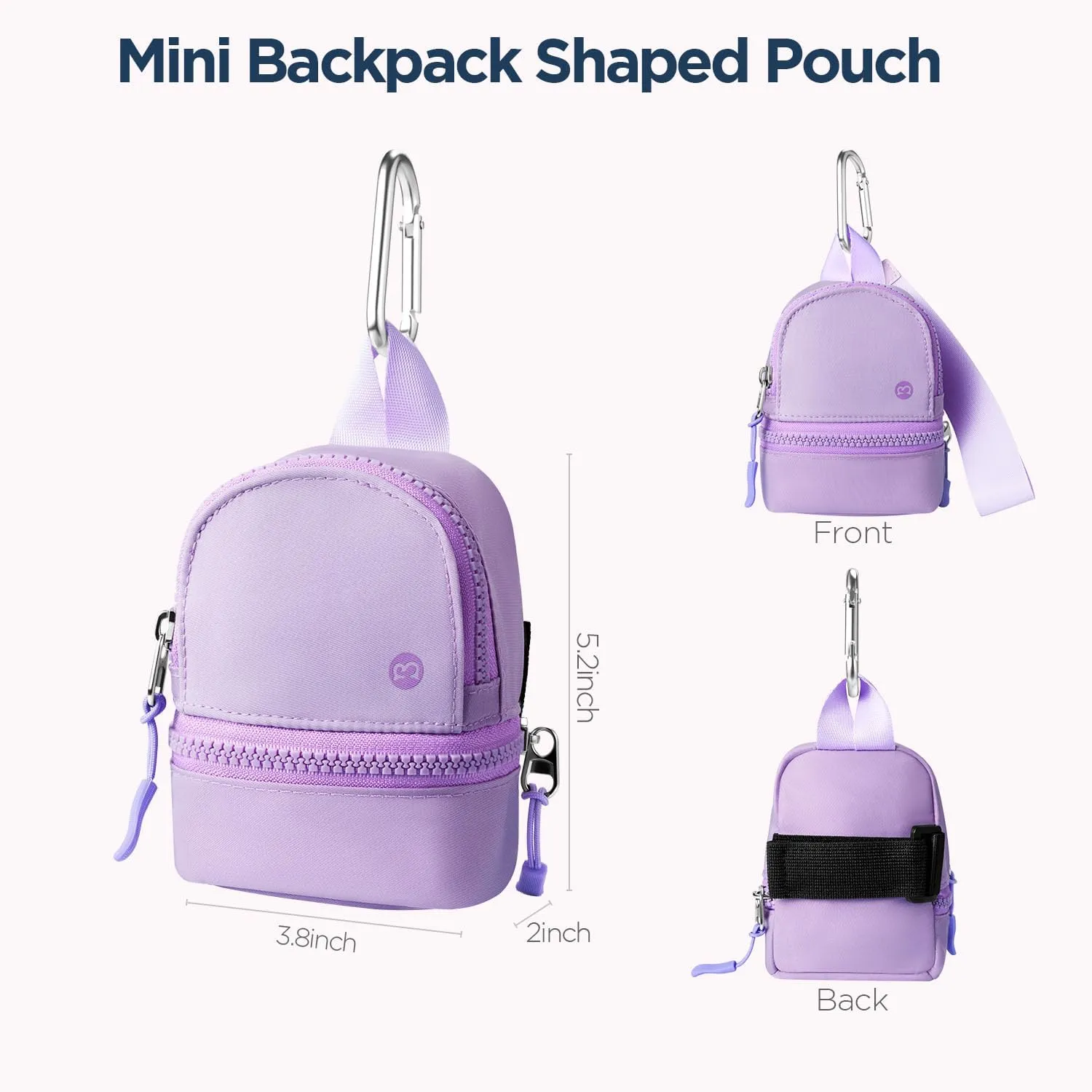 Babysun Mini Backpack Keychain Wristlet Pouch Small Change Coin Purse Cute Zipper Wallet With 3 RFID Card Slots For Women/Men Airpods Cosmetics