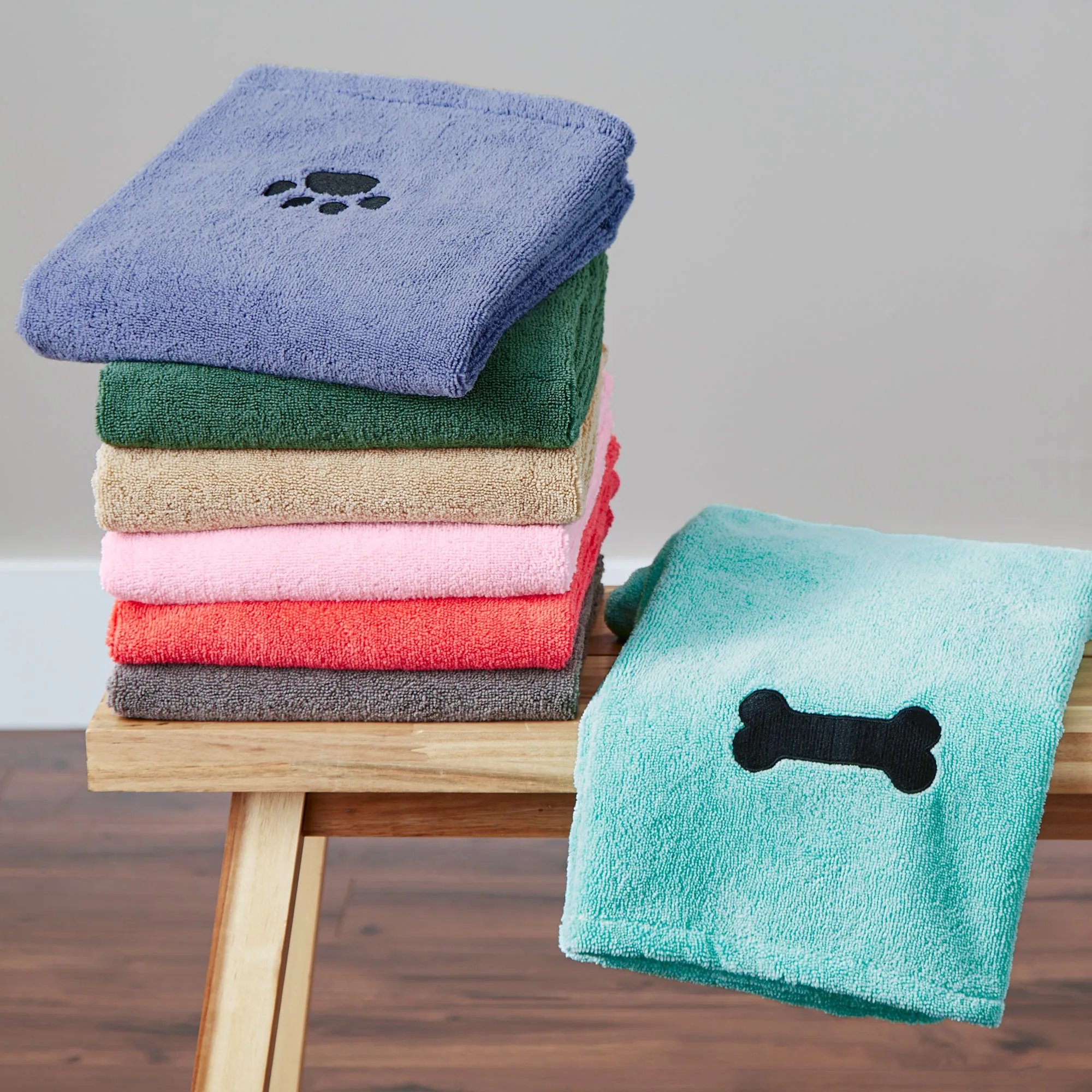 Bone Dry Large Pet Towel, Absorbent Microfiber, Red, 41x23.5"