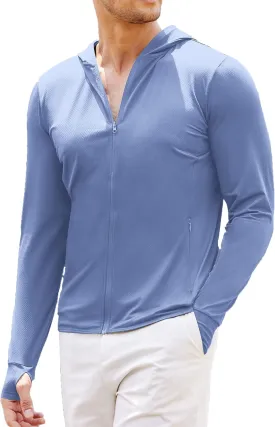 COOFANDY Men Full Zip UPF 50 Sun Protection Hoodie Jacket Long Sleeve Lightweight Breathable UV Shirts with Pockets