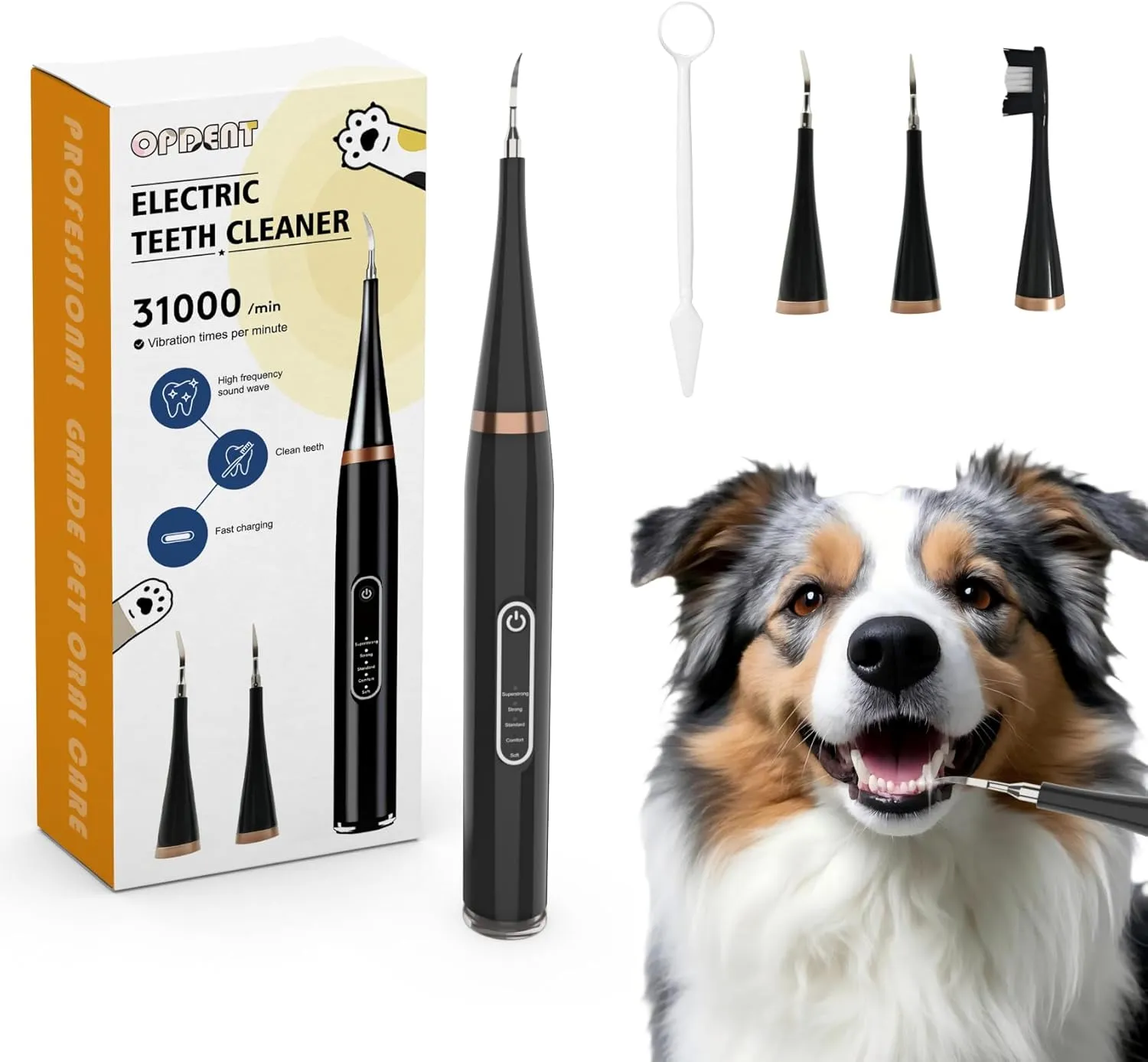 Dog Plaque and Tartar Remover - Dog Tooth Brushing Kit with LED Light, Electric Toothbrush for Dogs,5 Adjustable Mode& 3 Cleaning Head, Plaque Remover for Teeth Stains for Dogs and Cats