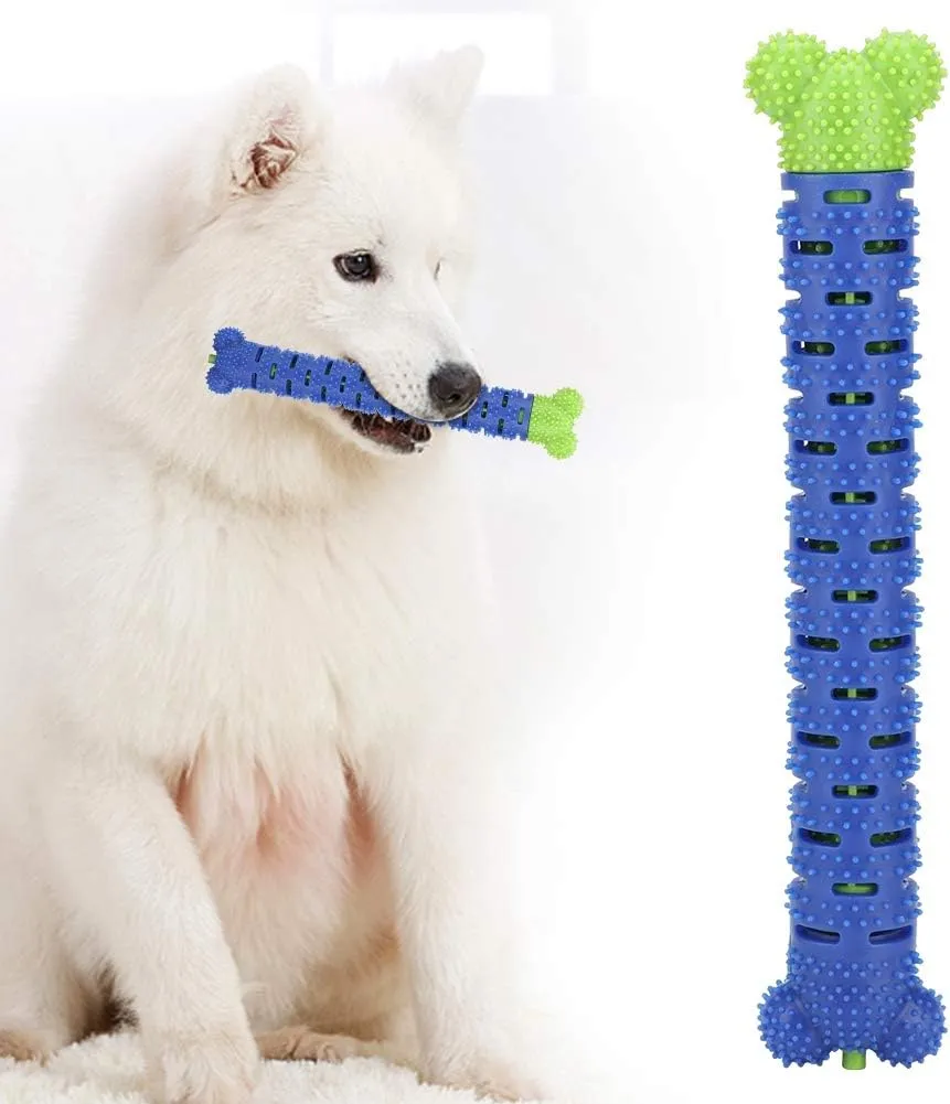 Dog Toothbrush Toy, Advanced Silicone Dog Brushing Stick for Cleaner Teeth, Blue Green Pet Molar Tooth Cleaner Brushing Stick Cleaning Supplies Toothbrush Toy for Dogs Easy to Use