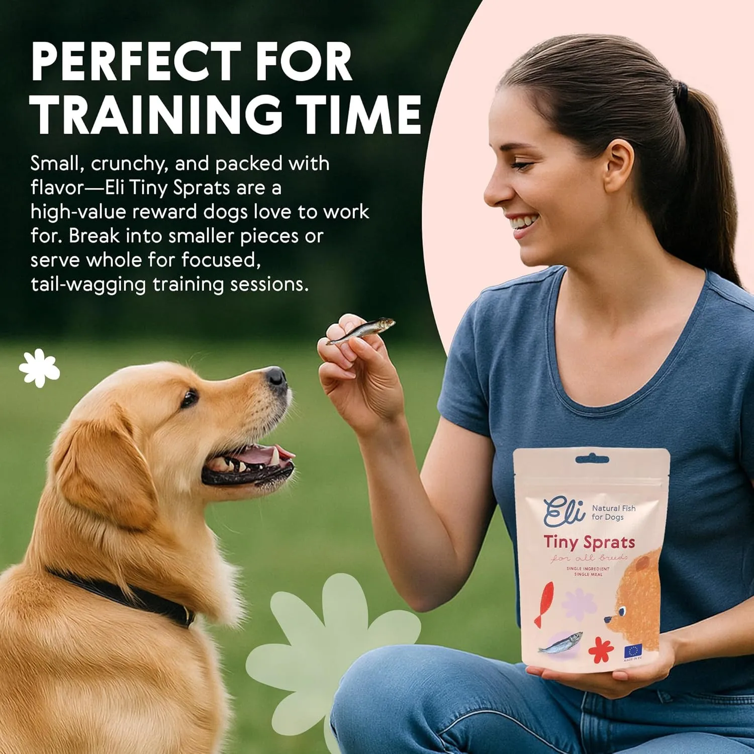 Eli Tiny Sprats  Natural Dog Treats, Whole Small Fish, High in Protein and Omega-3, Grain Free, Single Ingredient, No Additives, Gluten Free, Air Dried, Training Snack or Meal Topper  2 Pack