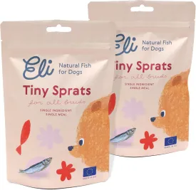 Eli Tiny Sprats  Natural Dog Treats, Whole Small Fish, High in Protein and Omega-3, Grain Free, Single Ingredient, No Additives, Gluten Free, Air Dried, Training Snack or Meal Topper  2 Pack