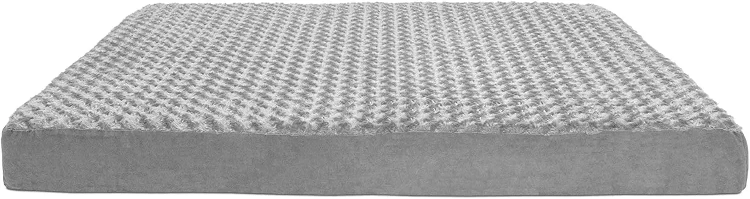 Furhaven Orthopedic Dog Bed for Large Dogs w/ Removable Washable Cover, For Dogs Up to 125 lbs - Ultra Plush Faux Fur & Suede Mattress - Gray, Jumbo Plus/XXL