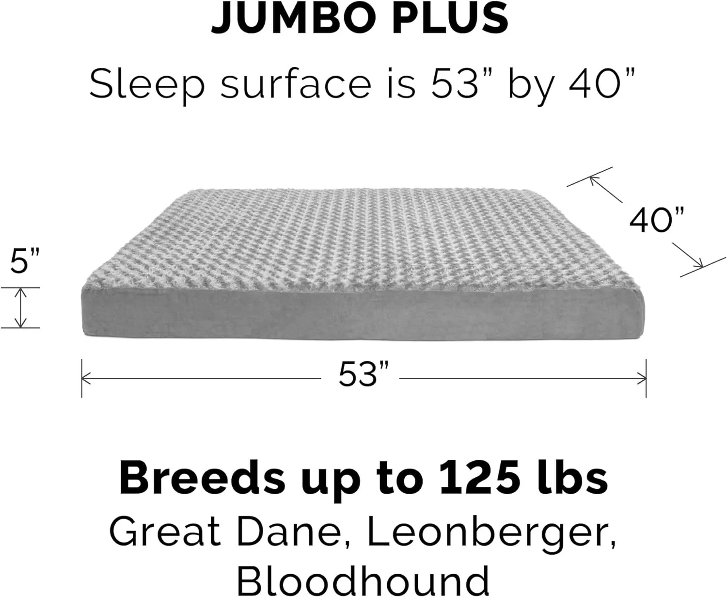 Furhaven Orthopedic Dog Bed for Large Dogs w/ Removable Washable Cover, For Dogs Up to 125 lbs - Ultra Plush Faux Fur & Suede Mattress - Gray, Jumbo Plus/XXL