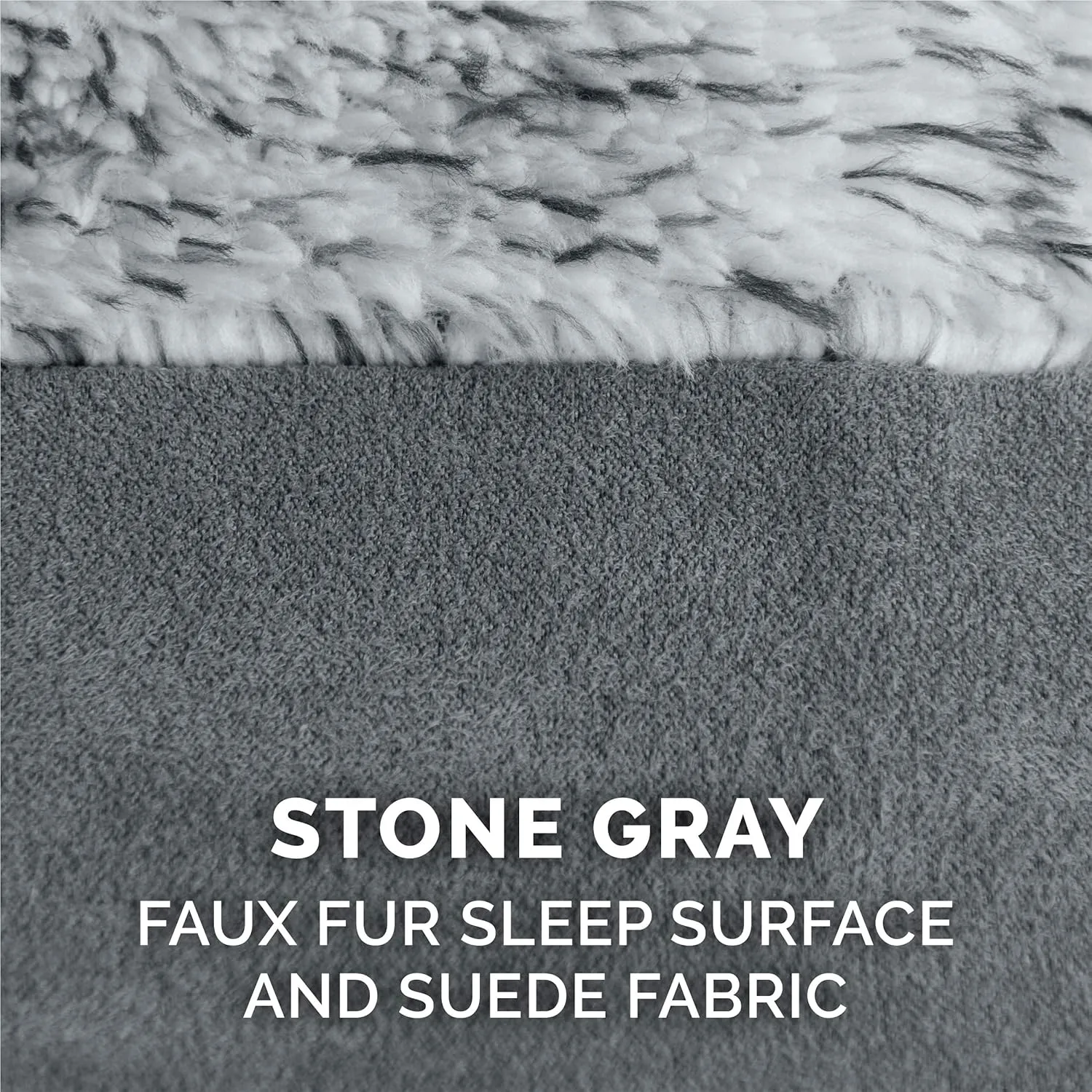Furhaven Replacement Dog Bed Cover Two-Tone Faux Fur & Suede L Shaped Chaise, Machine Washable - Stone Gray, Jumbo (X-Large)