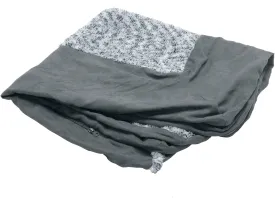 Furhaven Replacement Dog Bed Cover Two-Tone Faux Fur & Suede L Shaped Chaise, Machine Washable - Stone Gray, Jumbo (X-Large)