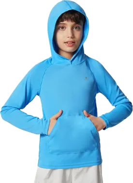 Heathyoga Rash Guard for Boys Swim Shirt UPF 50  UV Sun Protection Hooded Fishing Shirt with Pocket for Toddler Kid