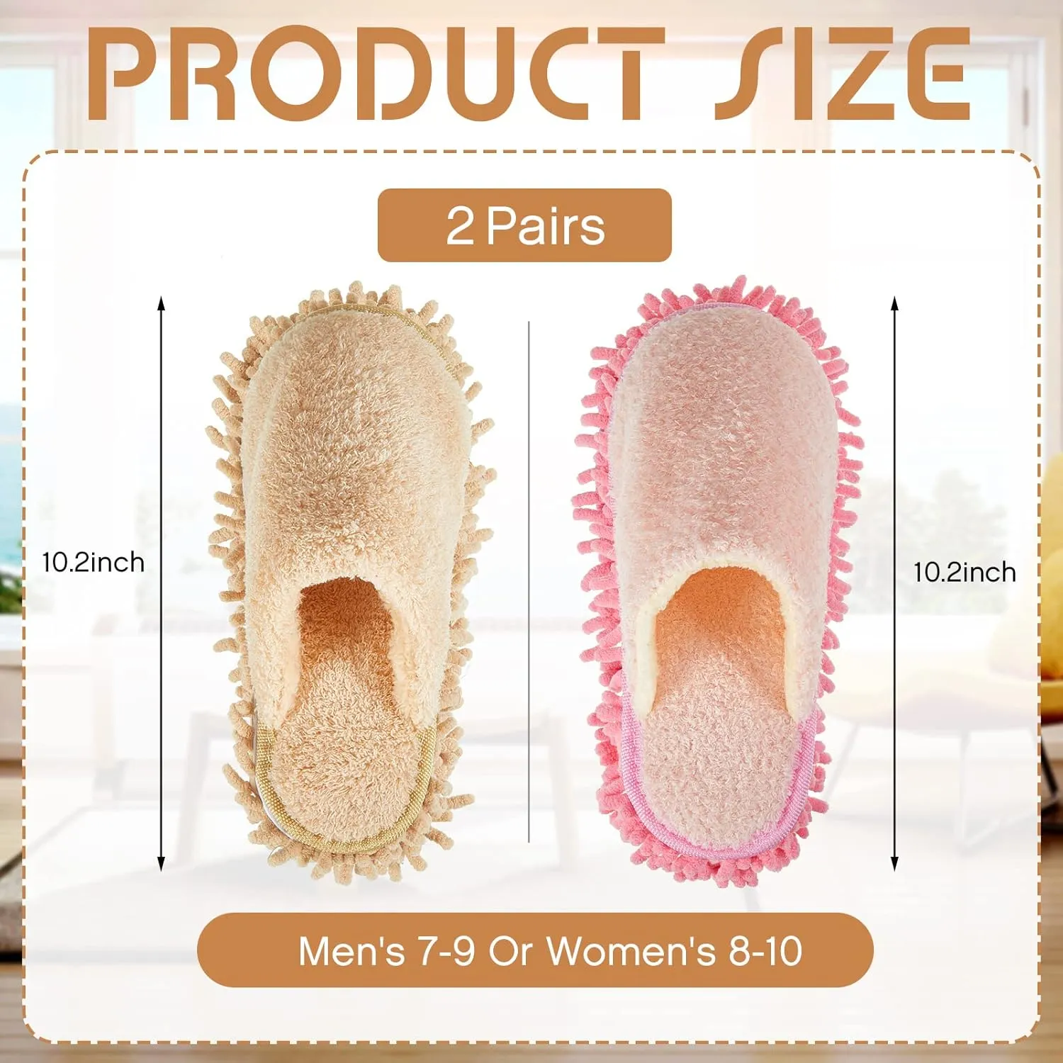 Jecery 2 Pair Microfiber Slippers Floor Cleaning Chenille Mop Slippers Base Board Cleaner Household Cleaning Tools for Wood Floor Dust Dirt Tool Supplies
