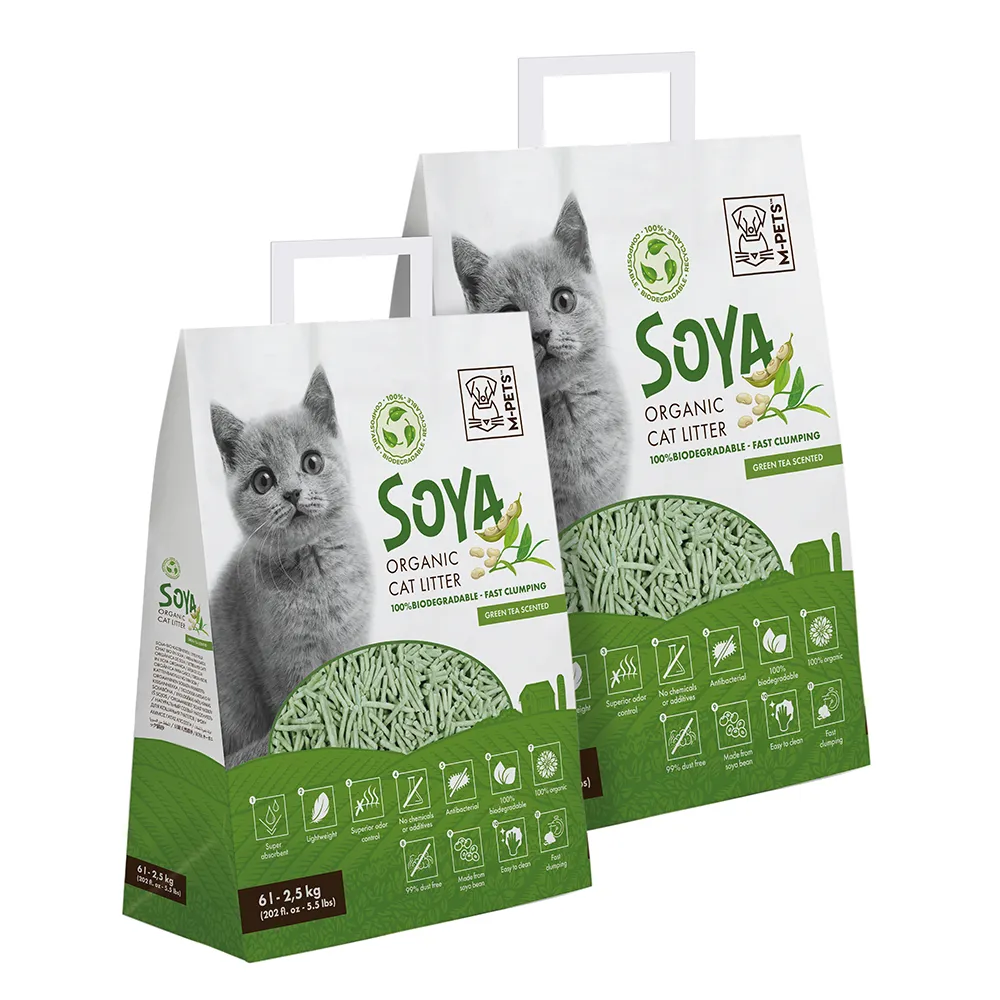 M-PETS Soya Organic Cat Litter Green Tea Scented - 100% Biodegradable