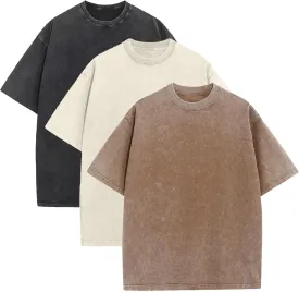 Men's Oversized Cotton T-Shirts Loose Fit Vintage Washed Tee Unisex Short Sleeve Casual Shirts Tops