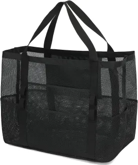 Mesh Beach Bag - Large Beach Tote Bag with Multiple Pockets for Family Beach Bag for Toys & Vacation Essentials