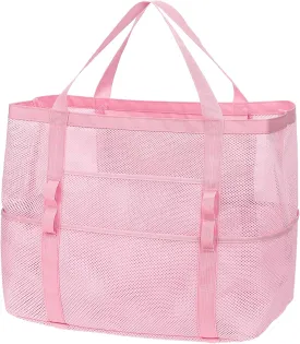 Mesh Beach Bag - Large Beach Tote Bag with Multiple Pockets for Family Beach Bag for Toys & Vacation Essentials