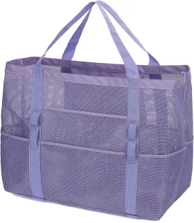 Mesh Beach Bag - Large Beach Tote Bag with Multiple Pockets for Family Beach Bag for Toys & Vacation Essentials