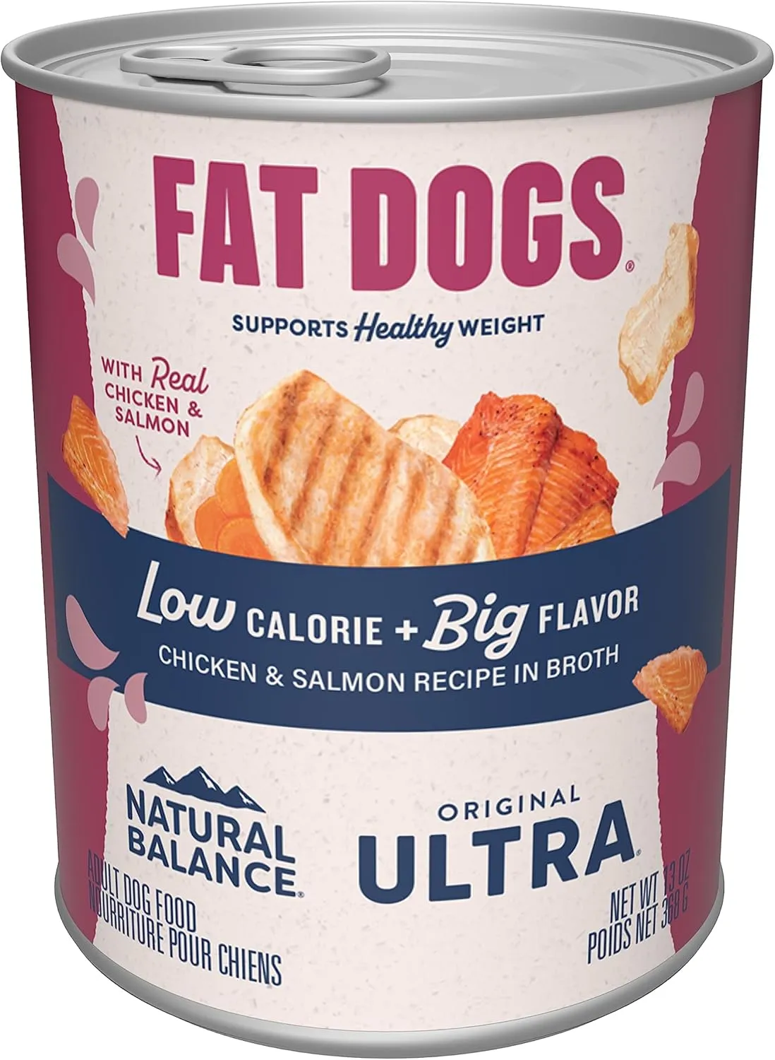 Natural Balance Fat Dogs Chicken & Salmon | Adult Low-Calorie Wet Dog Food for Overweight Dogs | 13-oz. Can (Pack of 12)