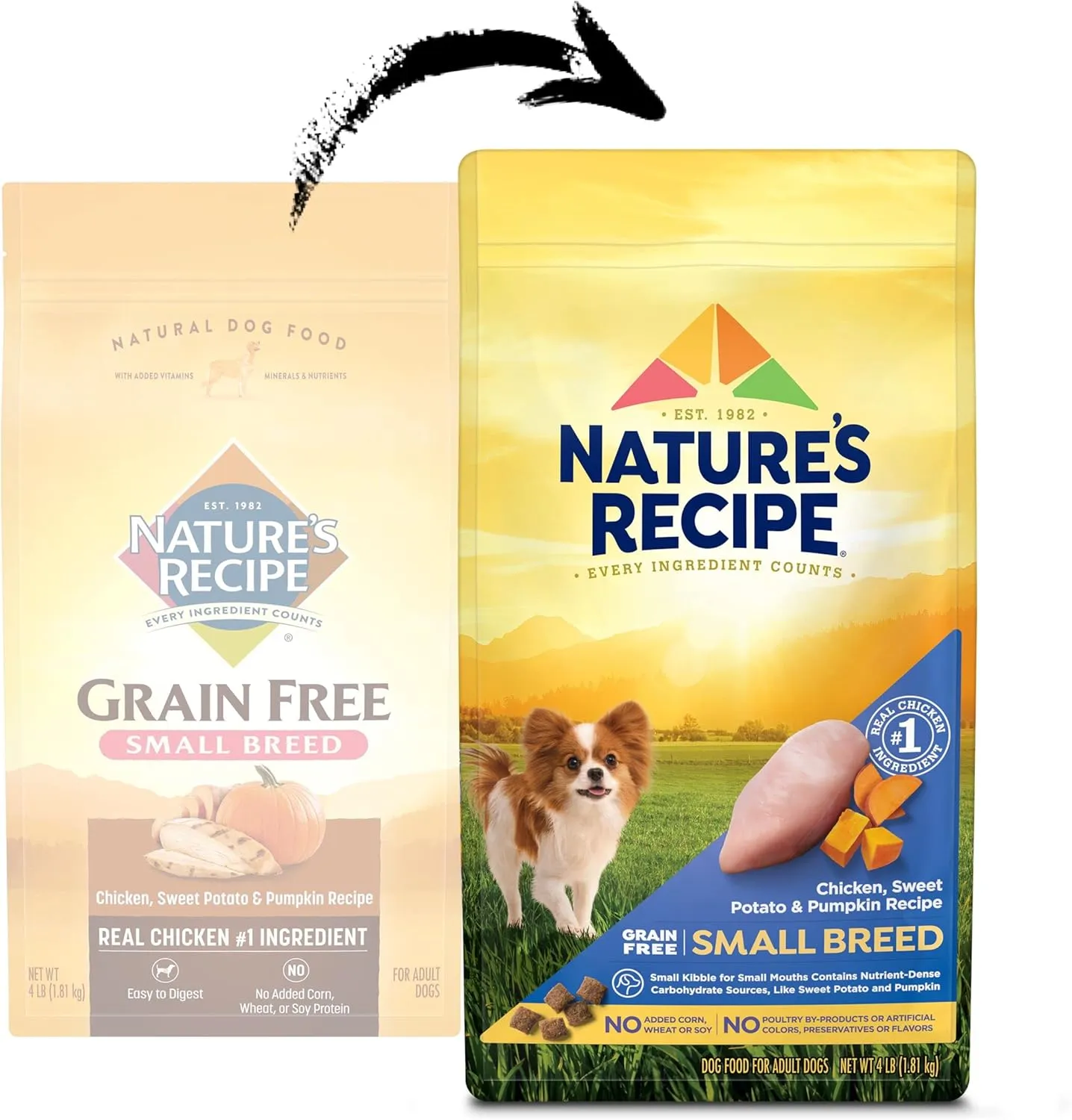 Natures Recipe Grain Free Small Breed Chicken, Sweet Potato & Pumpkin Recipe Dry Dog Food, 4 lb. Bag