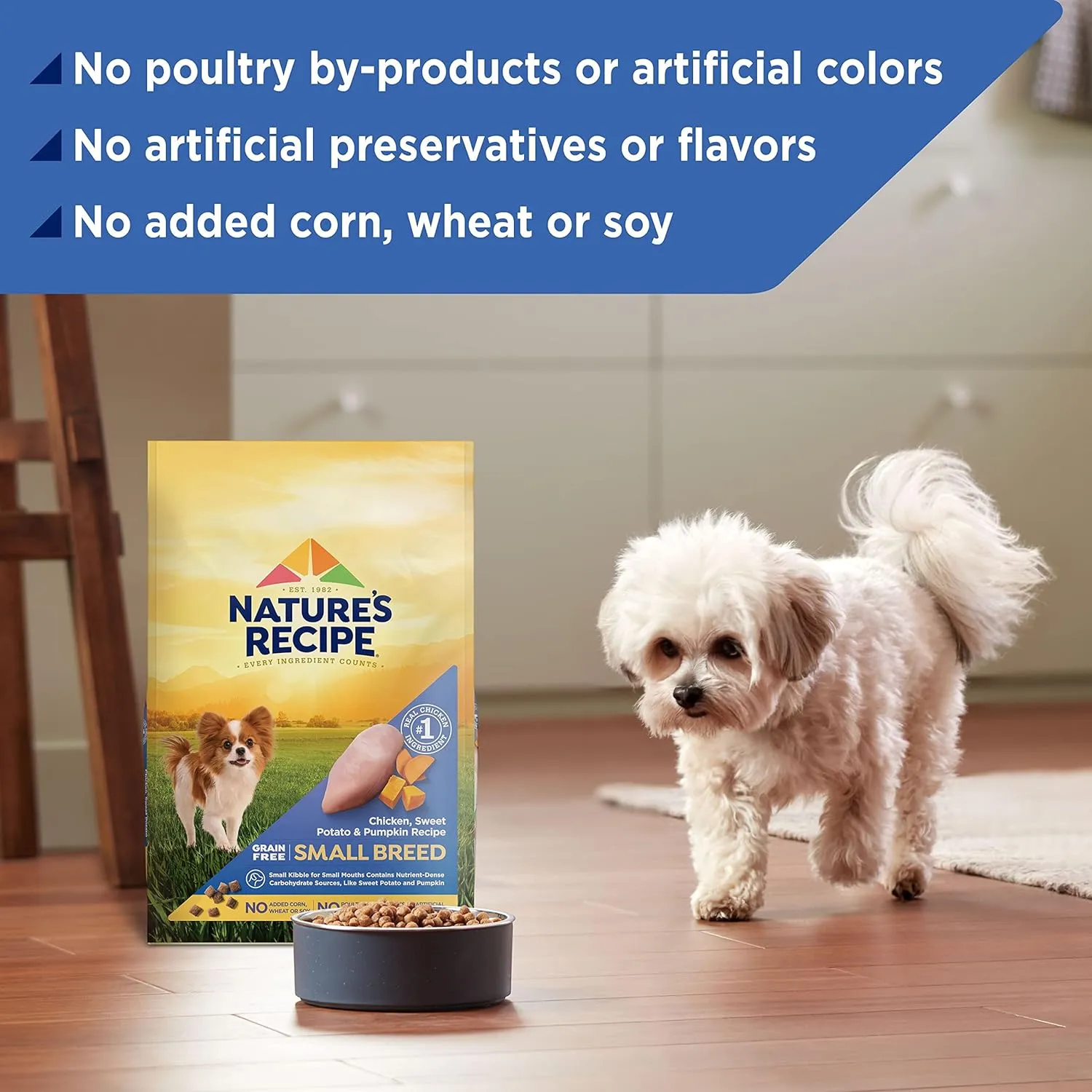 Natures Recipe Grain Free Small Breed Chicken, Sweet Potato & Pumpkin Recipe Dry Dog Food, 4 lb. Bag