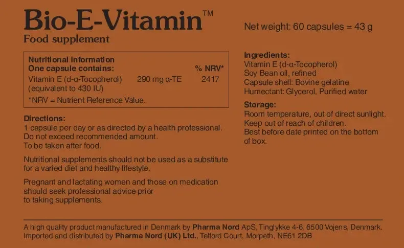 Pharma Nord Bio E Vitamin 430iu 60 Capsules