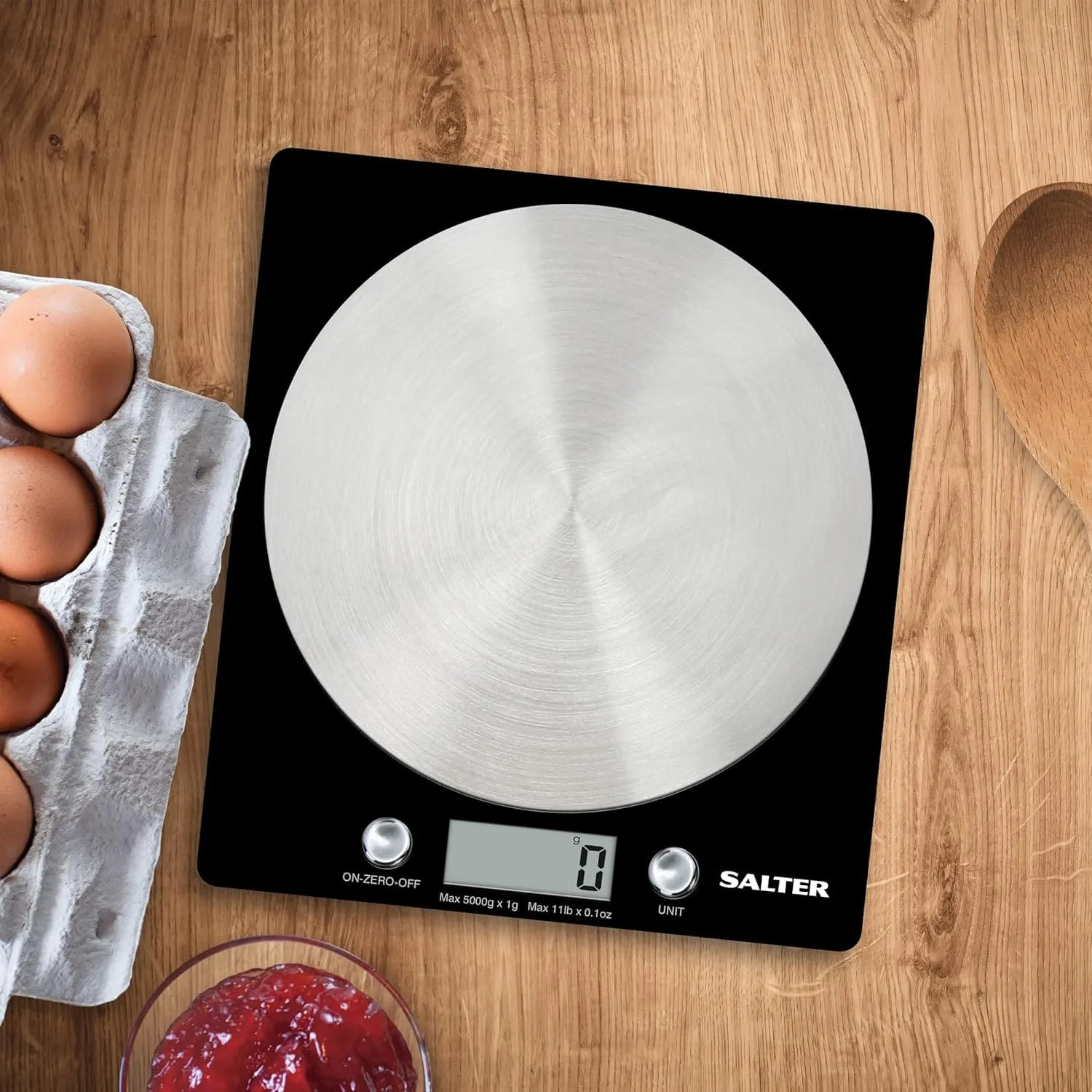 Salter Digital Kitchen Scale 5kg - Stainless Steel Food Scale with LCD Display, Tare Function & Liquid Measurement