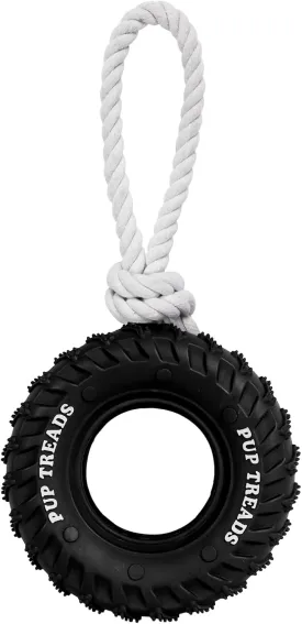 SCHITEC Dog Chew Toy with Rubber Tire & Tug of War Rope for Medium Large Dogs Aggressive Chewers, Interactive Fetch Play Treat Dispenser Pull Toys