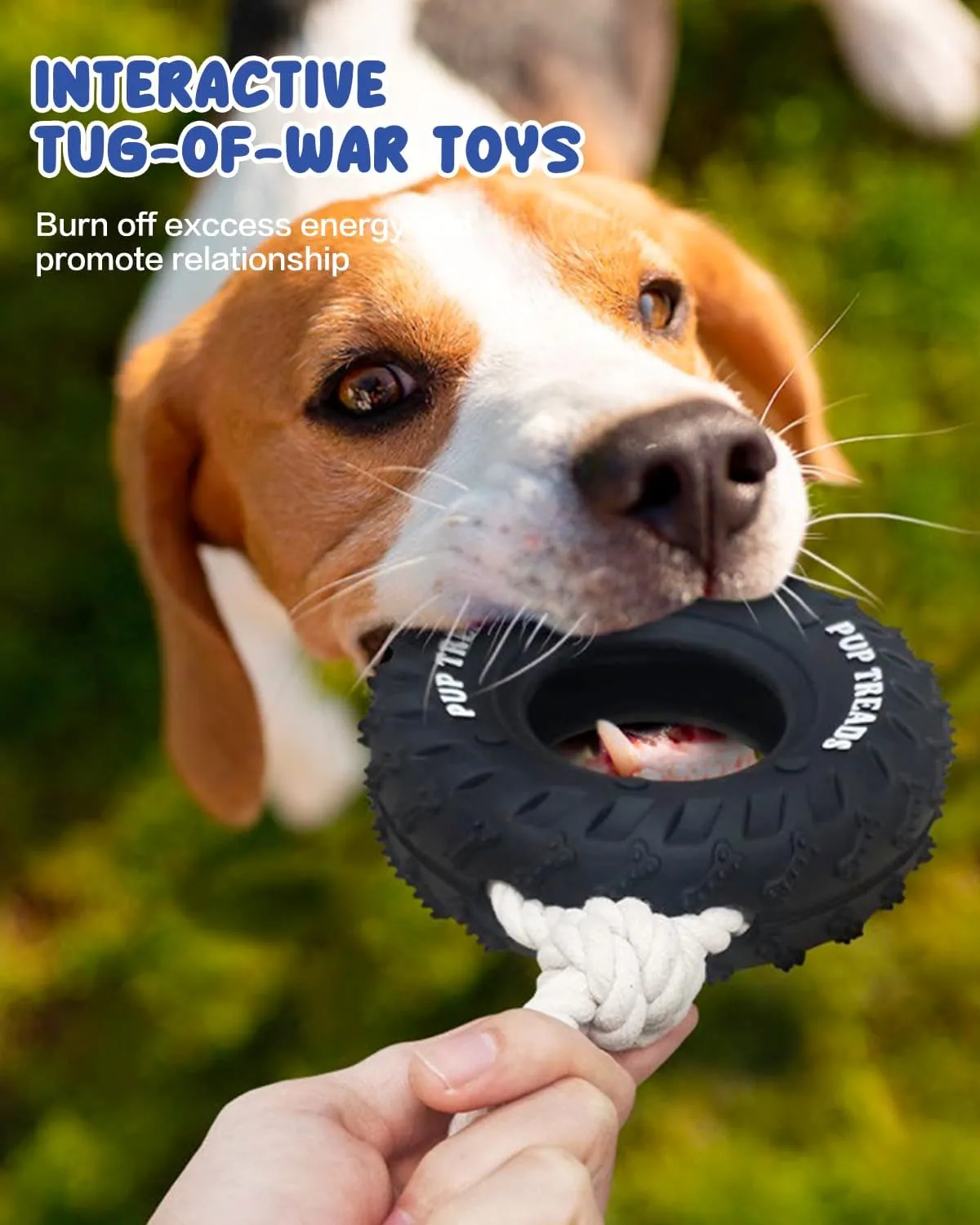 SCHITEC Dog Chew Toy with Rubber Tire & Tug of War Rope for Medium Large Dogs Aggressive Chewers, Interactive Fetch Play Treat Dispenser Pull Toys