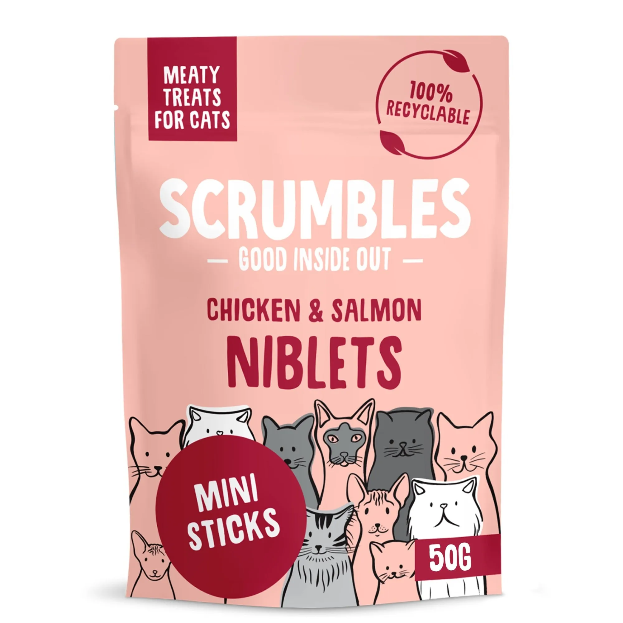 Scrumbles Chicken and Salmon Niblets Stick Cat Treats