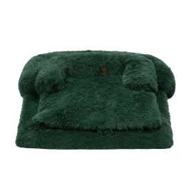 Shaggy Faux Fur Bolster Sofa Protector Pet Bed - Eden Green