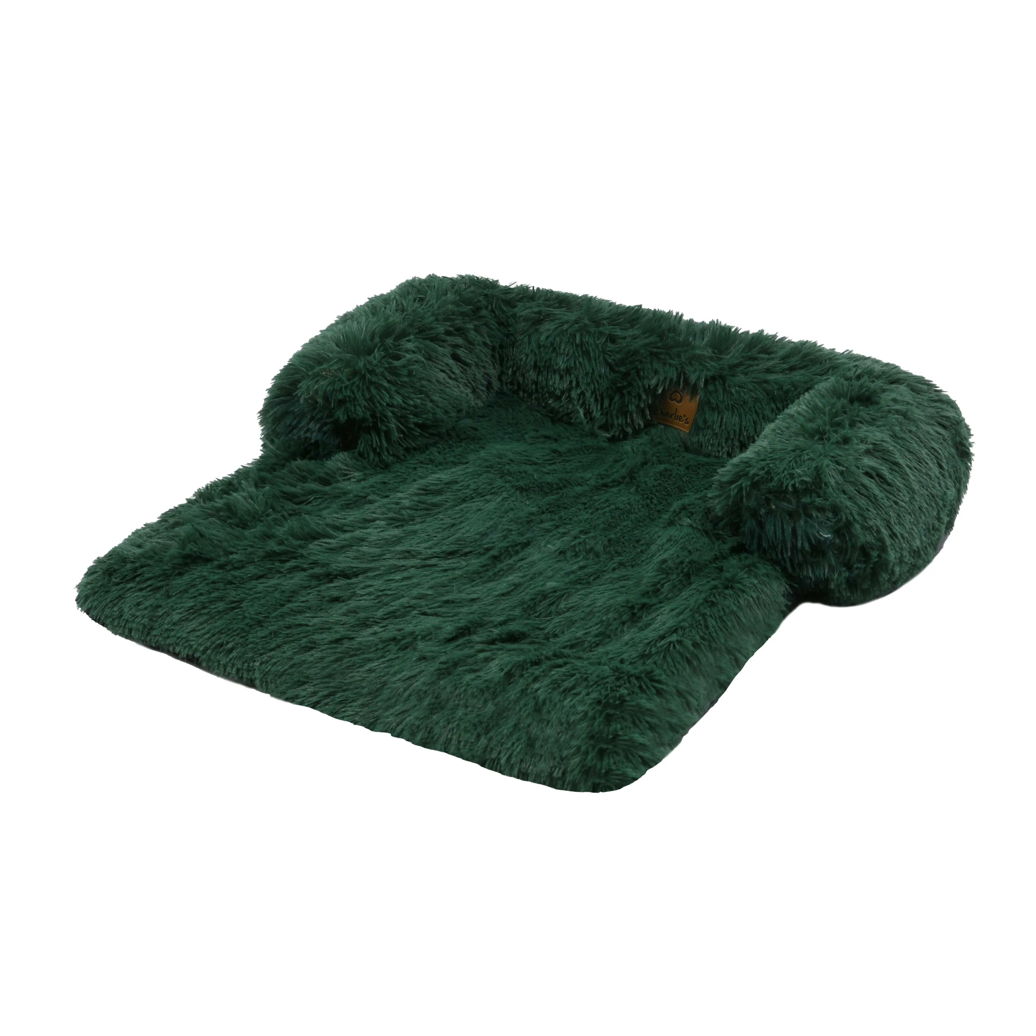 Shaggy Faux Fur Bolster Sofa Protector Pet Bed - Eden Green
