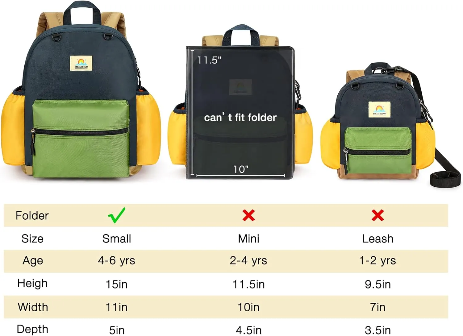 STEAMEDBUN Toddler Backpack for Boys 2-4: Kids Backpack Boys Girls - Preschool Kindergarten Daycare Backpacks - 12 inch