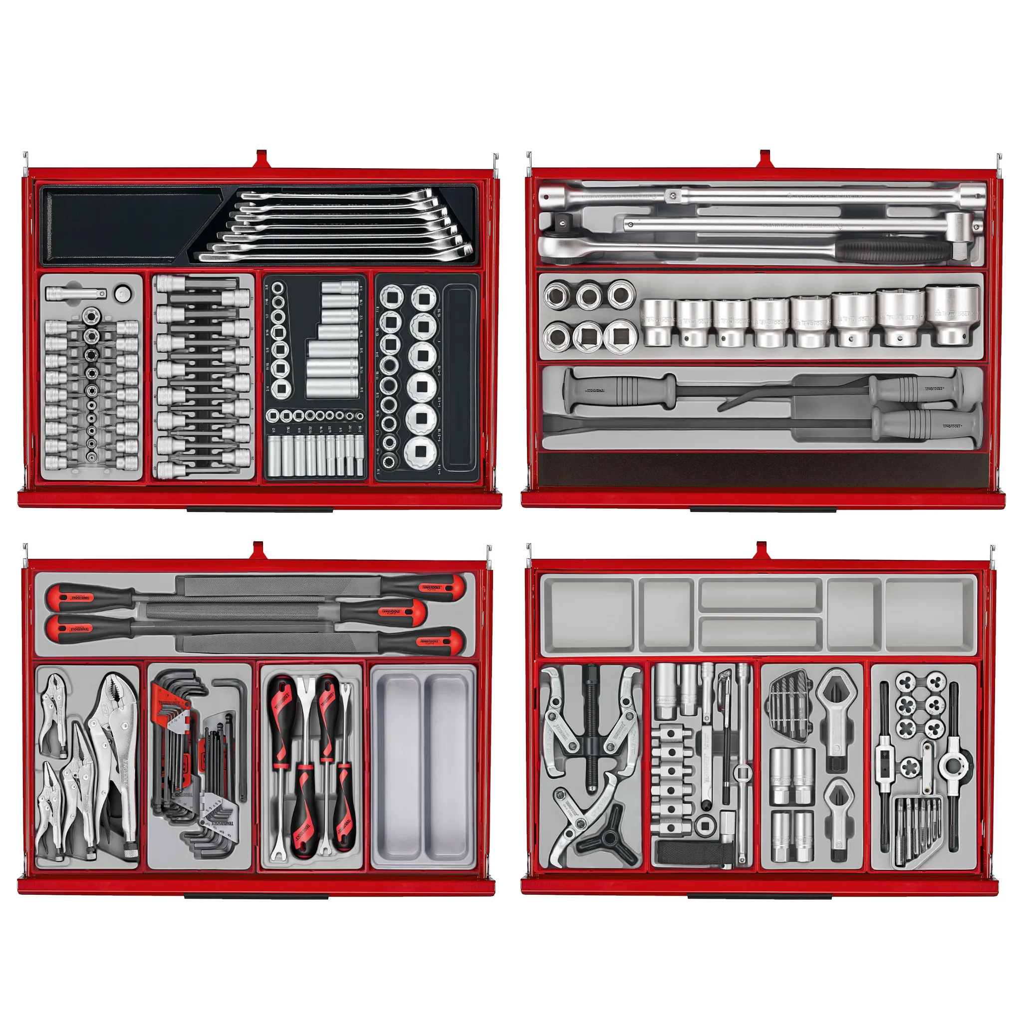 Teng Tools 1033 Piece PRO35 26 Inch Wide Red Mega Master Hand Tool Kit - TKS26R1033T