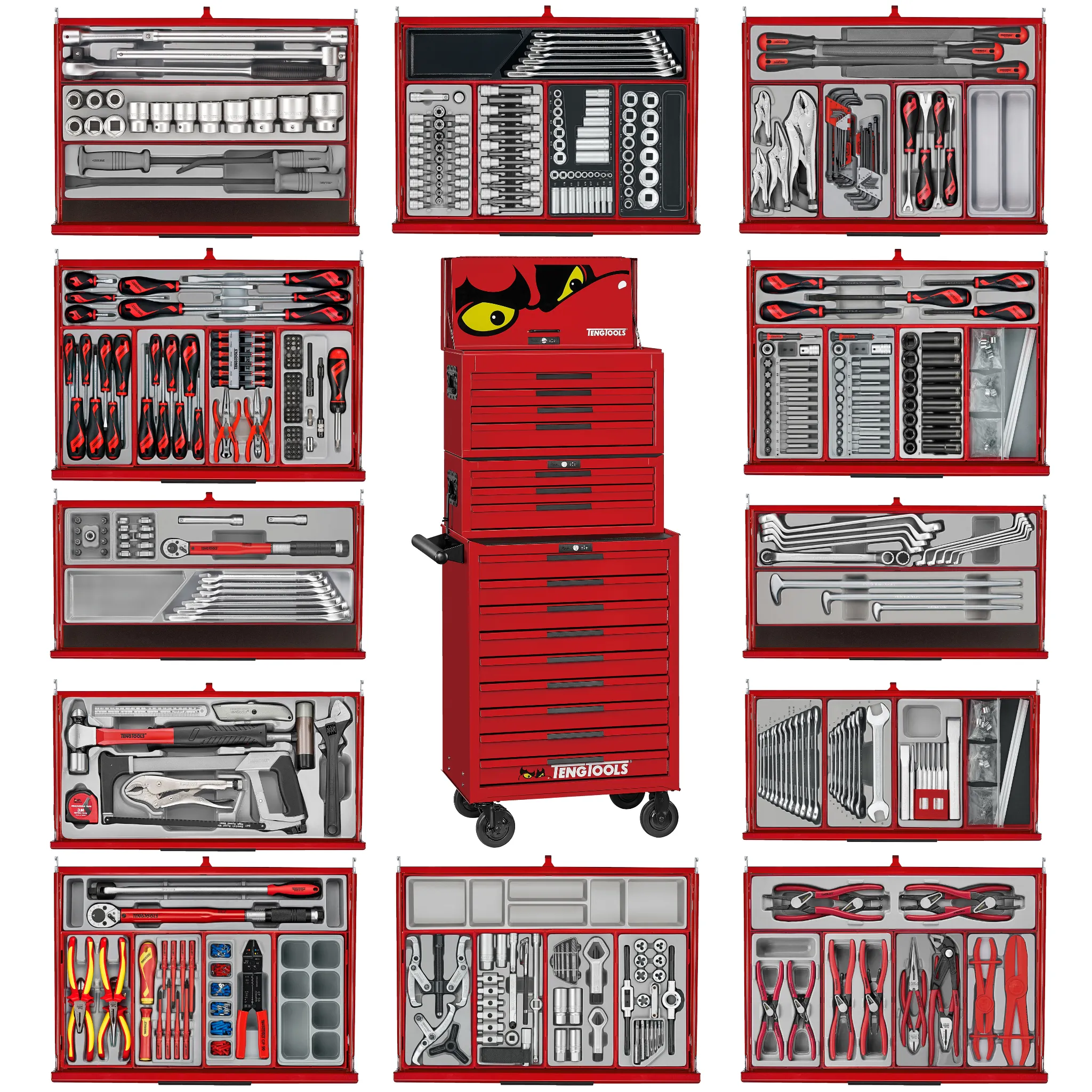 Teng Tools 1033 Piece PRO35 26 Inch Wide Red Mega Master Hand Tool Kit - TKS26R1033T