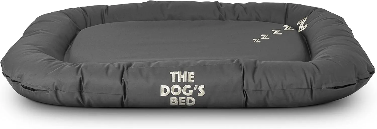 The Dog's Bed Utility Waterproof Dog Bed, Large, Durable Grey Oxford Fabric, Tough YKK Zippers, Washable Reversible Cover for Home, Car, Crate & Yard, Puppy & All Pet Comfort