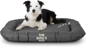 The Dog's Bed Utility Waterproof Dog Bed, Large, Durable Grey Oxford Fabric, Tough YKK Zippers, Washable Reversible Cover for Home, Car, Crate & Yard, Puppy & All Pet Comfort