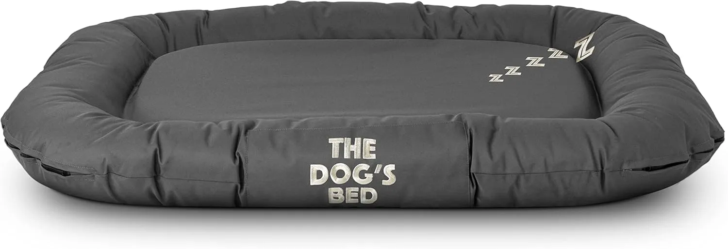 The Dog's Bed Utility Waterproof Dog Bed, Large, Durable Grey Oxford Fabric, Tough YKK Zippers, Washable Reversible Cover for Home, Car, Crate & Yard, Puppy & All Pet Comfort