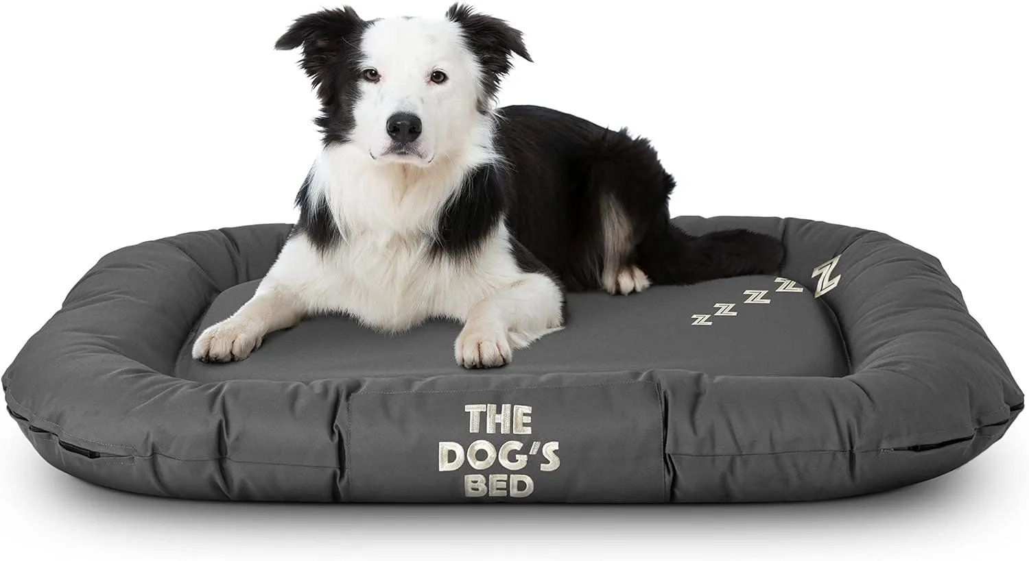 The Dog's Bed Utility Waterproof Dog Bed, Large, Durable Grey Oxford Fabric, Tough YKK Zippers, Washable Reversible Cover for Home, Car, Crate & Yard, Puppy & All Pet Comfort