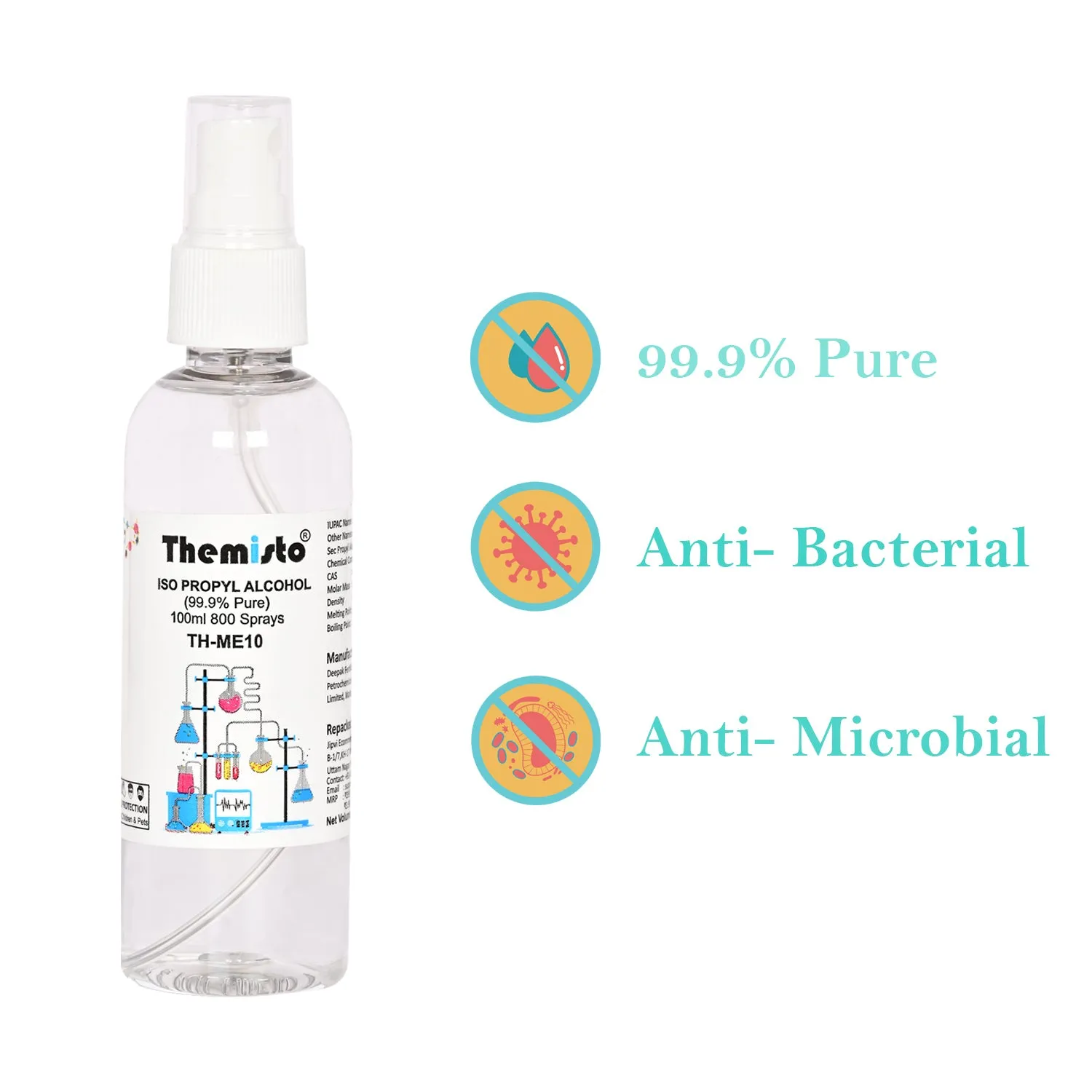 Themisto IPA ISO PROPYL RUBBING ALCOHOL Spray 100 ml (99.9% Pure) (TH-ME10)