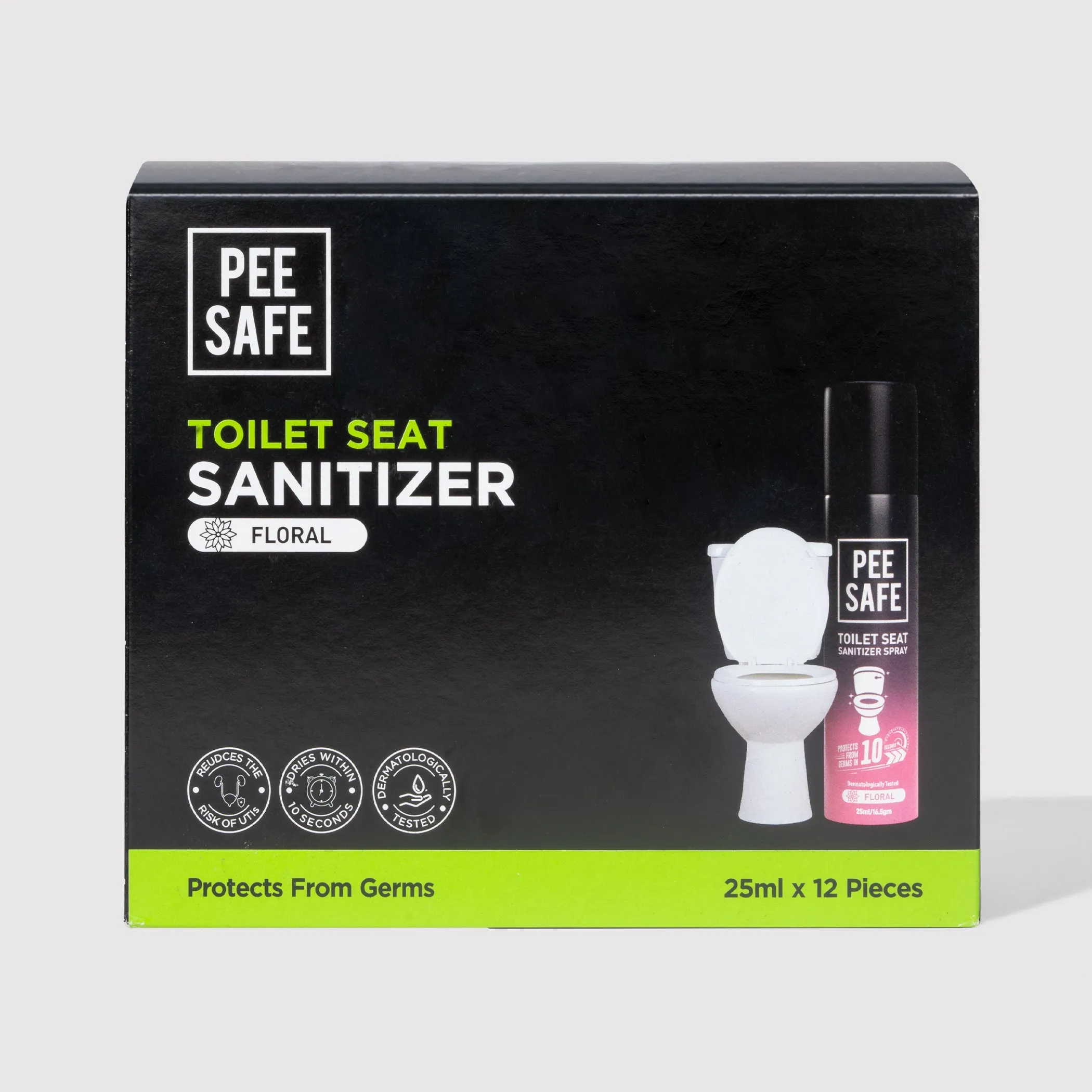 Toilet Seat Sanitizer Spray (Floral) - 25 ML (Pack Of 12)