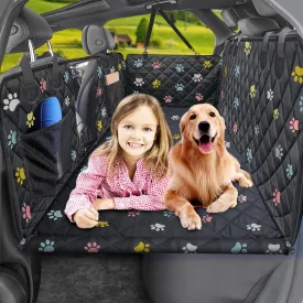 URPOWER Back Seat Extender for Dogs - Hard Bottom Dog Car Seat Cover Holds 400 lbs, Waterproof Dog Hammock for Cars, SUVs & Small Trucks, Pet Backseat Protector with Mesh Window & Large Space