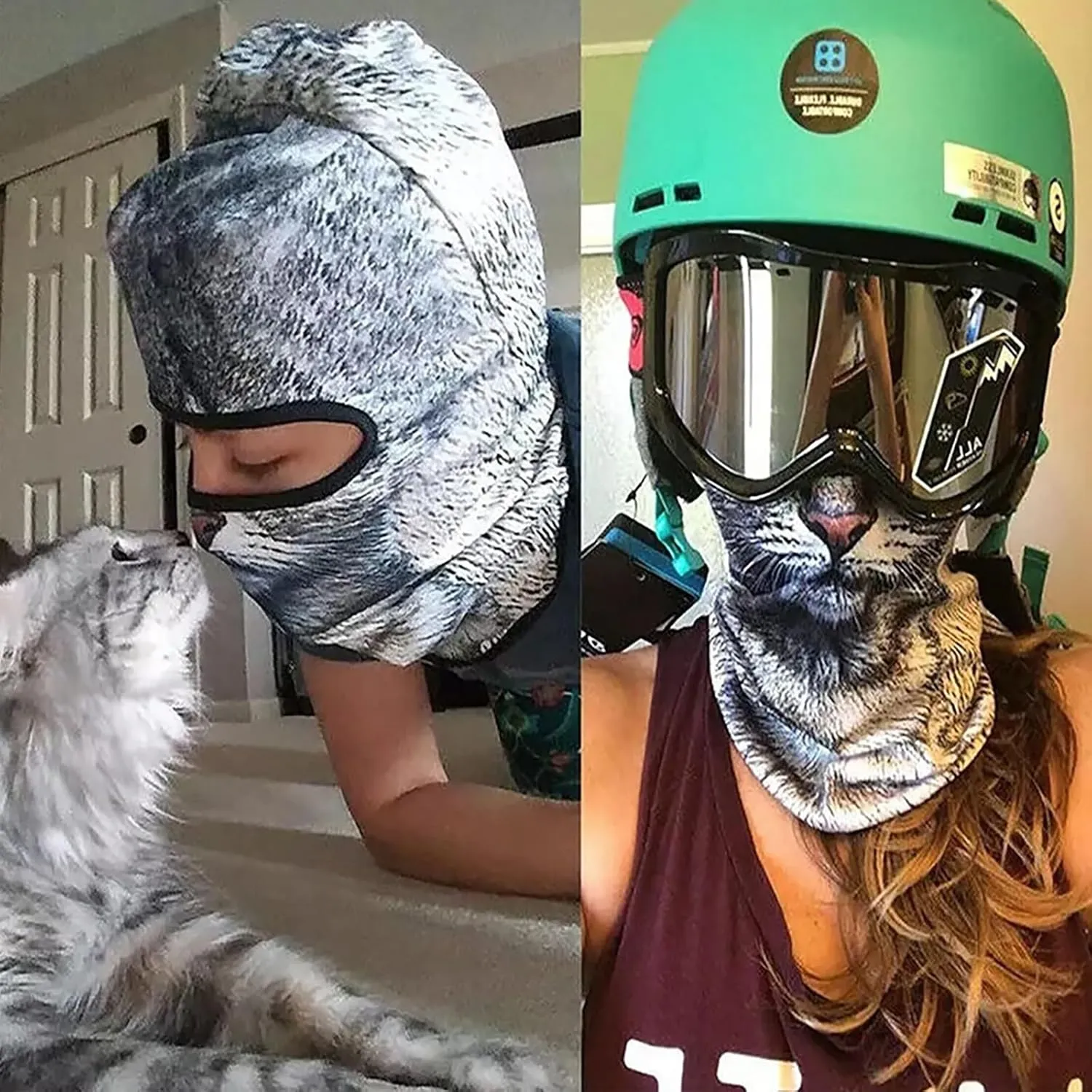 Winter Balaclava Cat Ski Mask Windproof with Ears Cute Full Face Shiesty Mask Animal Ski Face Mask for Outdoor Hiking Riding(1pc-Type-C)